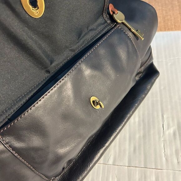 Fossil Vintage Classic Black and Brown Shopper Tote Shoulder Bag - Picture 10 of 14